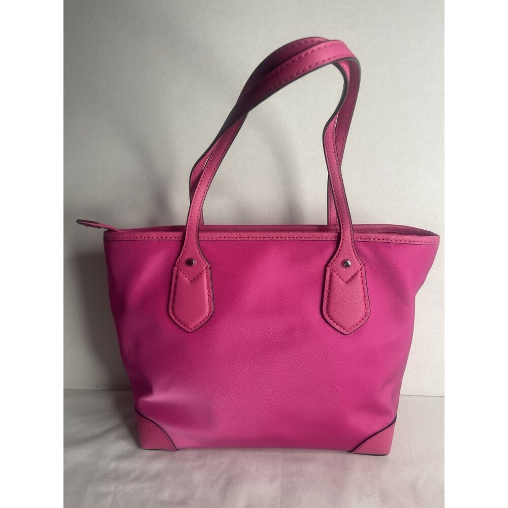Michael Kors Pink‎ Nylon Saffiano Leather Small Tote Bag 30H1SV0T1C Zip Top - Picture 2 of 8